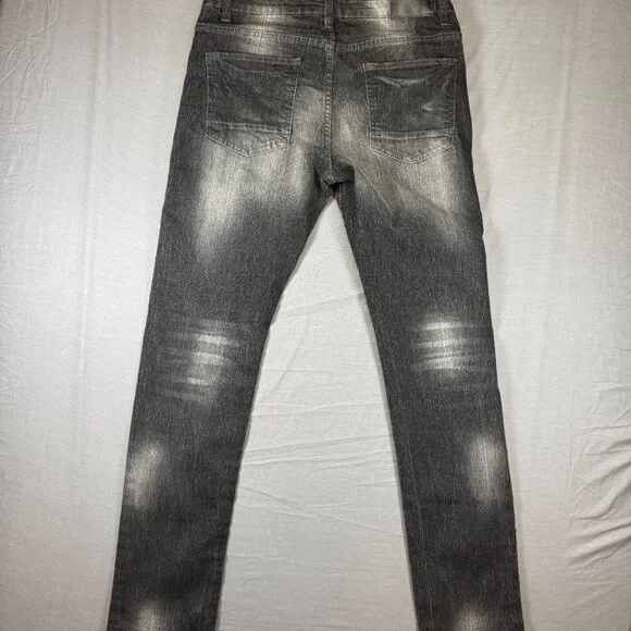NWOT Southpole Jeans Mens 34x34 Black Skinny Distressed Paint Splatter Acid Wash - Picture 4 of 7